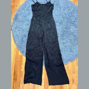 H&M Black Satin Wide Leg Jumpsuit Size 4